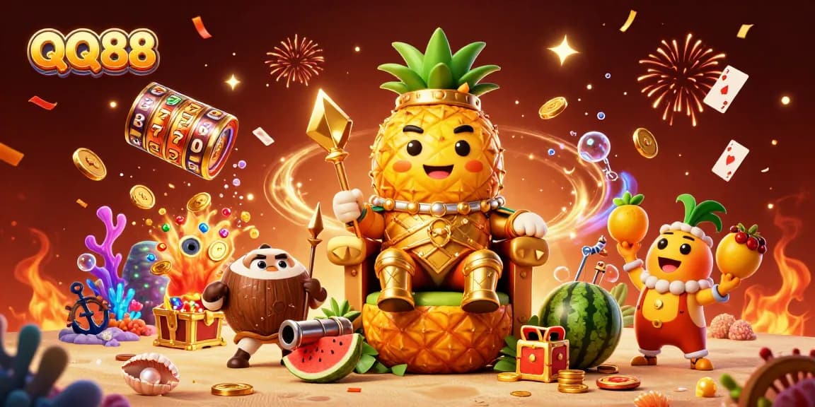 Engage in winning strategies at QQ88 with an epic gambling adventure featuring colorful casino characters.