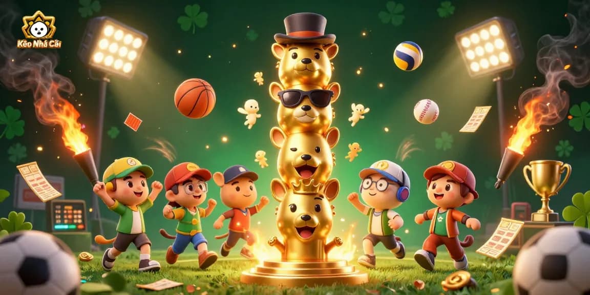 Kèo Nhà Cái engaging in thrilling sports betting with dynamic 3D elements and vibrant casino visuals.