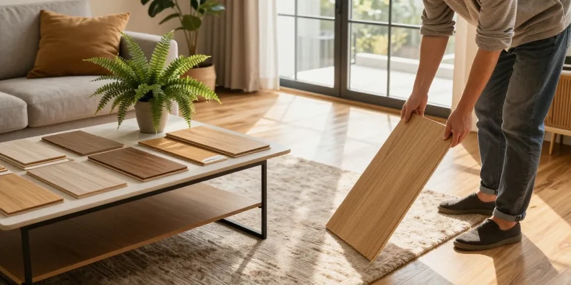 Choosing laminate or engineered wood for real wood style without the cost in a sunny living room.