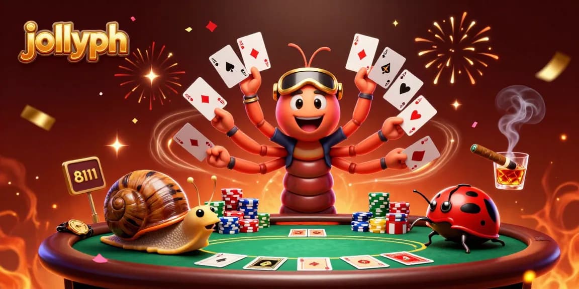Experience exciting gaming at jollyph, with a colorful dealer scene and poker action.