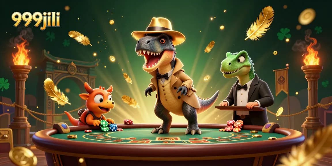 Engage in thrilling action at 999jili with a velociraptor card counter and suspicious pit boss