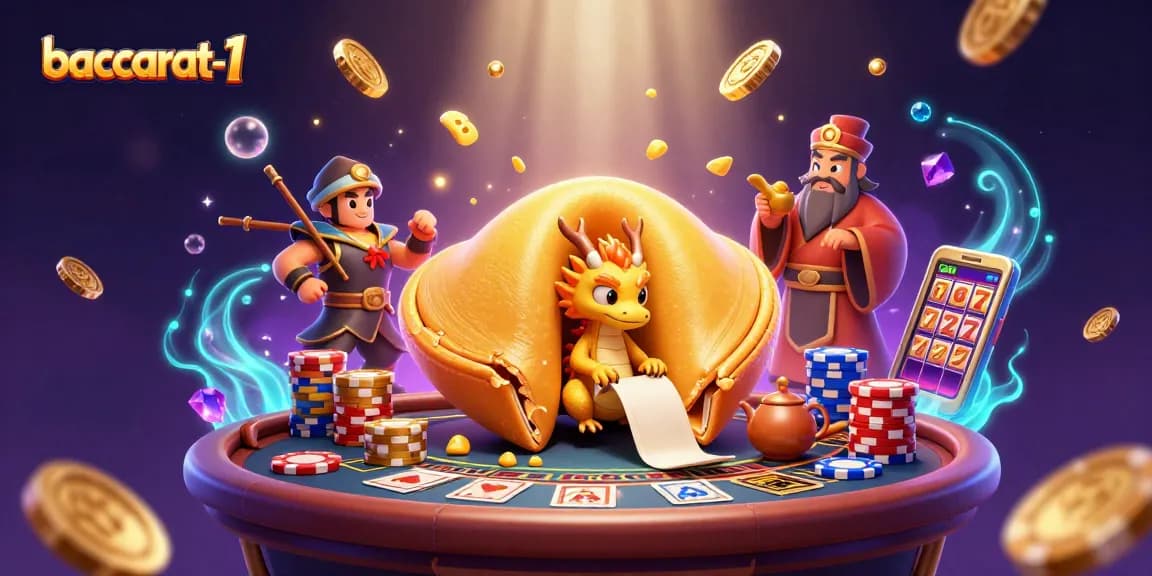 Experience thrilling baccarat-1 action with golden elements, wise dragons, and vibrant casino features.