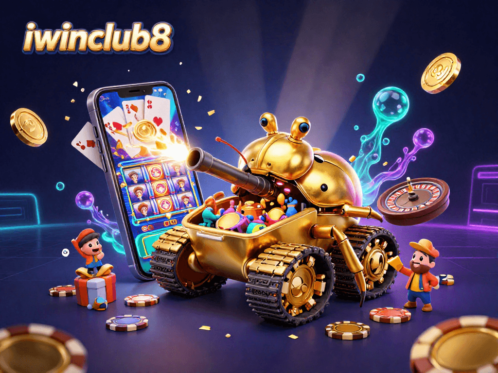 Experience the excitement of iwinclub8 through playful casino-themed explosion with vibrant elements.
