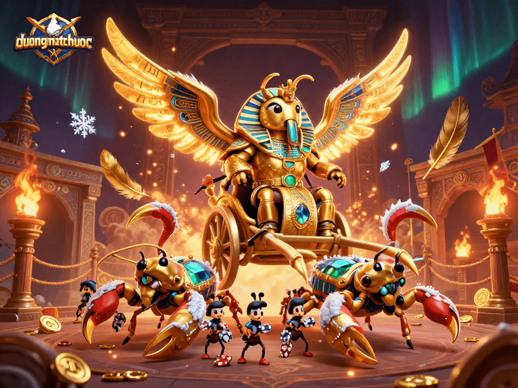 Experience the excitement of duongmatchuoc with a vibrant illustration of iconic characters and gaming elements.