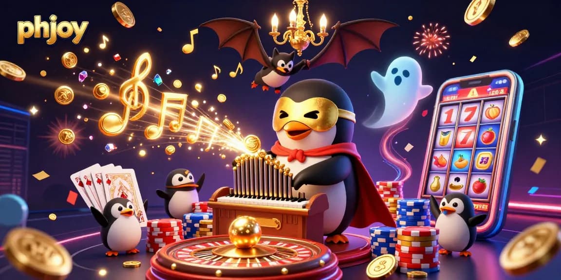 Experience gaming excitement with phjoy's interactive casino scene featuring vibrant characters and dynamic elements.