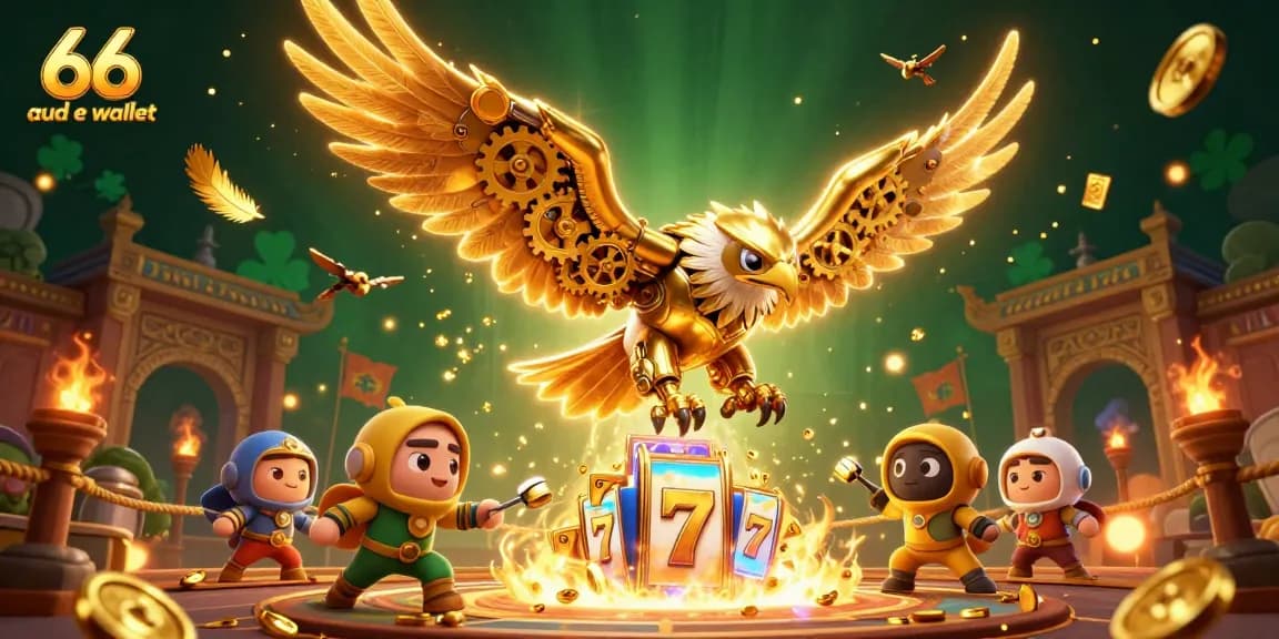 Experience the thrill with 66 aud e wallet in this vibrant 3D casino illustration featuring dynamic gameplay elements.