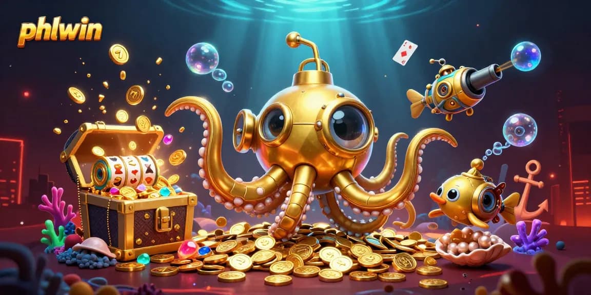 Enjoy epic gaming adventures with phlwin's vibrant casino visuals, featuring slot reels and treasure below the sea.