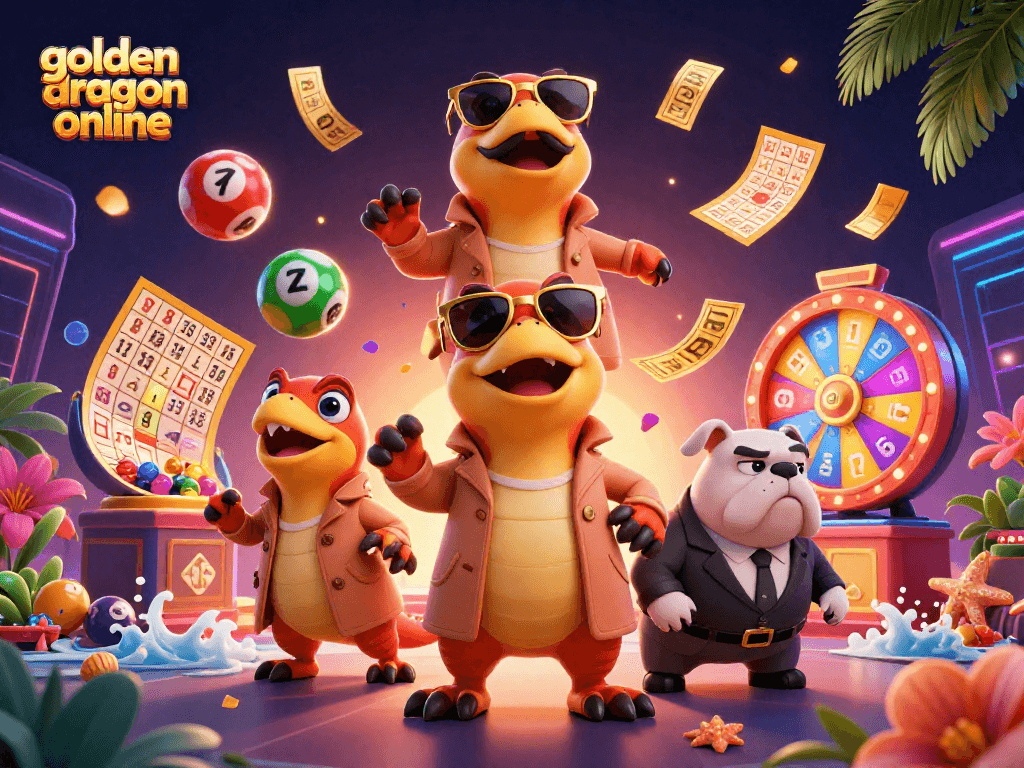 Catch the excitement of golden dragon online slots with lively 3D raptors entering the VIP casino lounge.