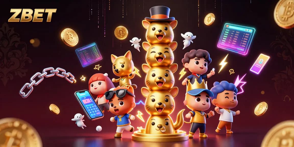 Experience thrilling gaming at ZBET with a vibrant 3D casino scene showcasing crypto elements.