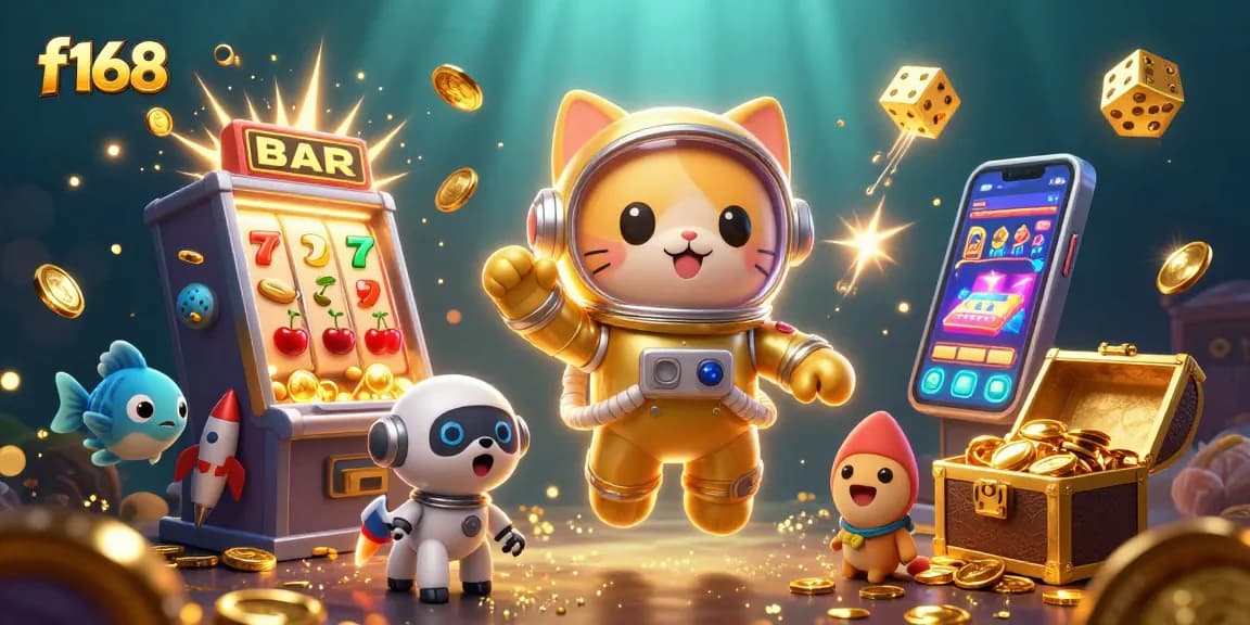 Experience thrilling gameplay at f168 with a vibrant casino scene bursting with fun and excitement.