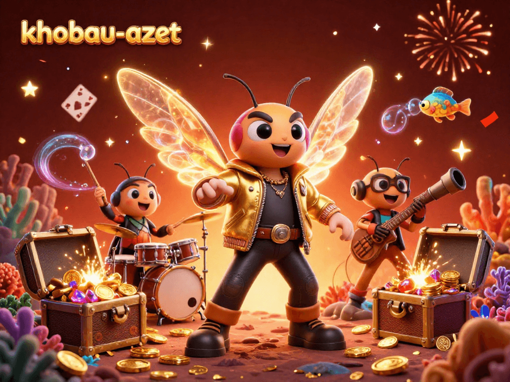 Experience the excitement of khobau-aztec with dynamic characters celebrating amidst gold coins and gems.