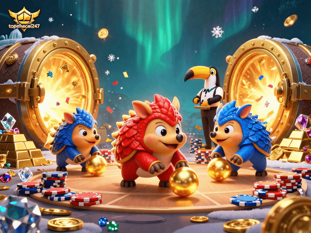 Experience the thrilling excitement of topnhacai247 with dynamic panglins in a captivating casino scene!