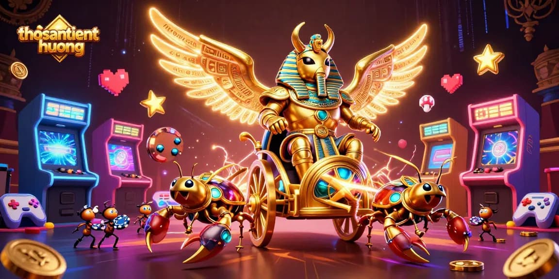 Enhance your thosantienthuong experience with this thrilling 3D illustration of golden beetles and scorpions.