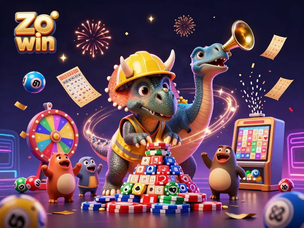 Engage in thrilling games at Zo win with colorful animations and gaming elements all around.