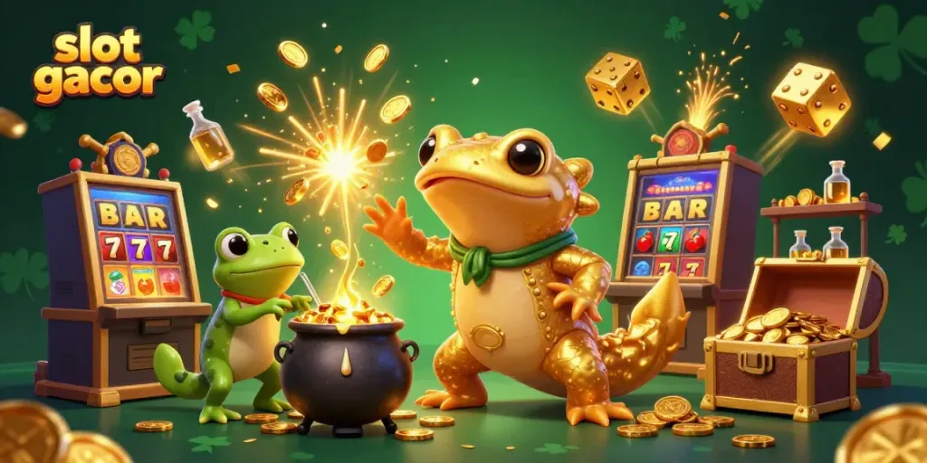 Experience the thrill of slot gacor with golden alchemist in a magical casino scene.