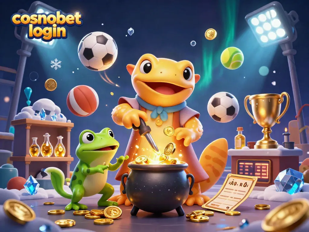 Experience the cosmobet login with vibrant casino elements and a magical backdrop, showcasing exciting gambling action.