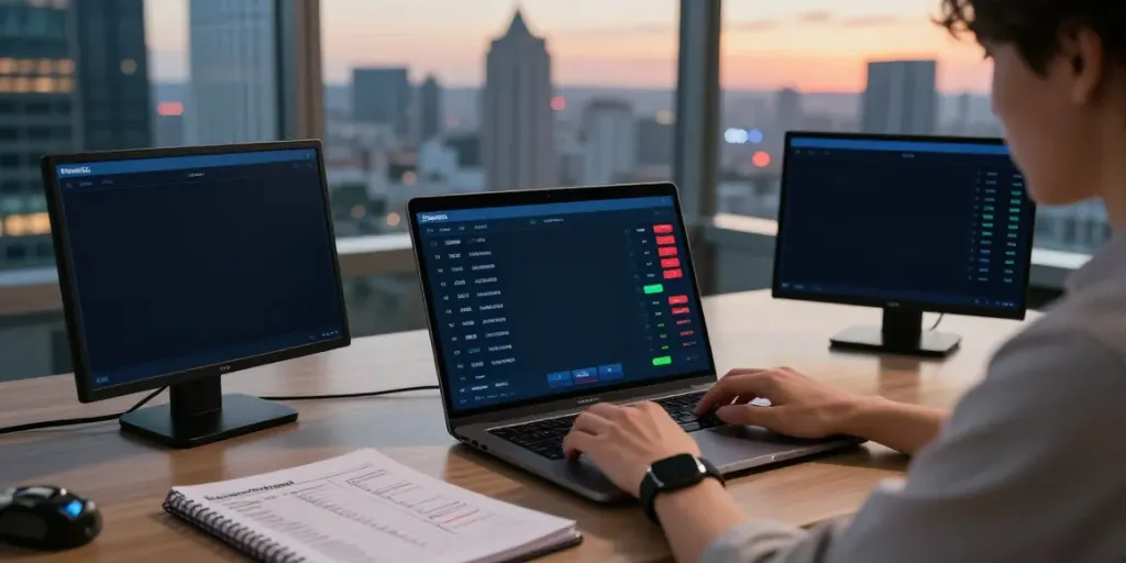 Engaged bettor using DewaGG for online football betting analysis.