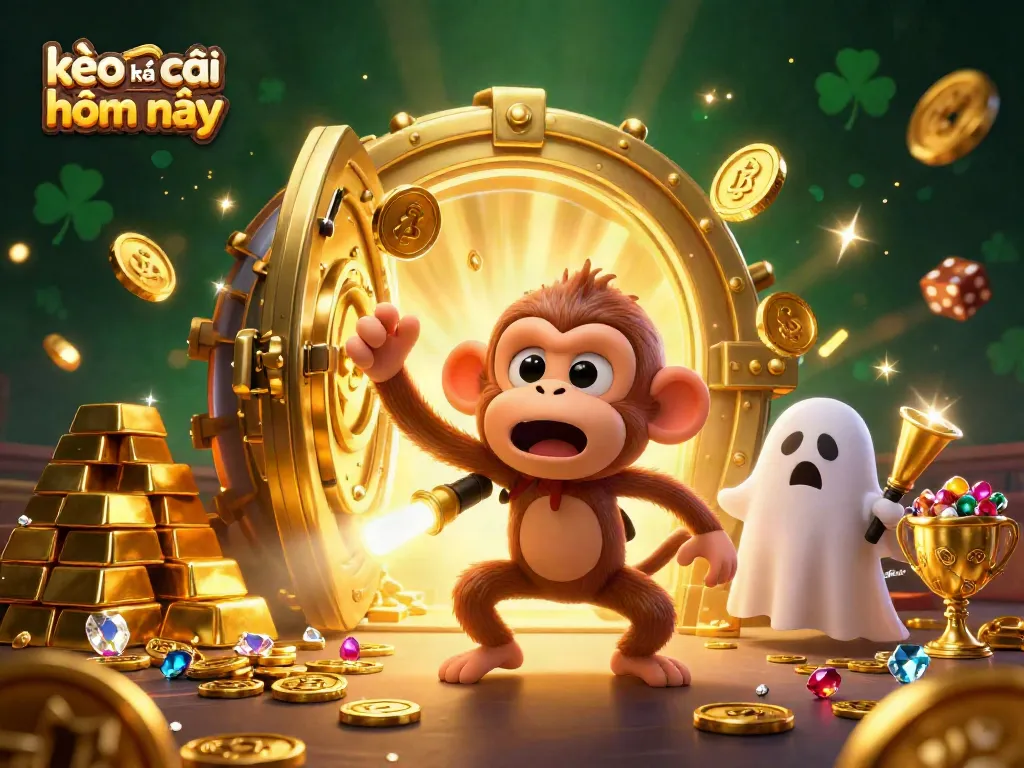 Experience kèo nhà cái hôm nay with a playful poltergeist monkey juggling gold in a haunted casino.