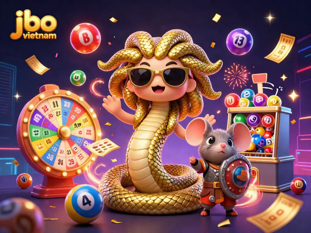 Experience thrilling games with jbo vietnam in this vibrant casino illustration featuring a dynamic scene.