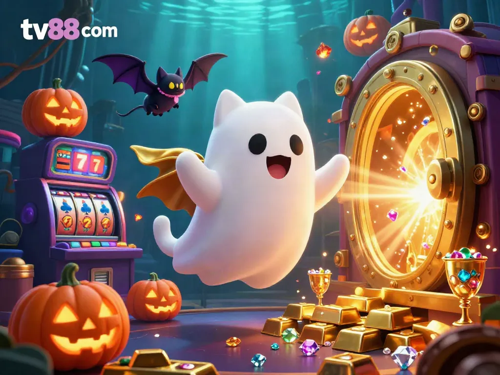 Experience gaming thrills with tv88 com in this colorful gambling scene filled with vibrant characters and playful casino elements.