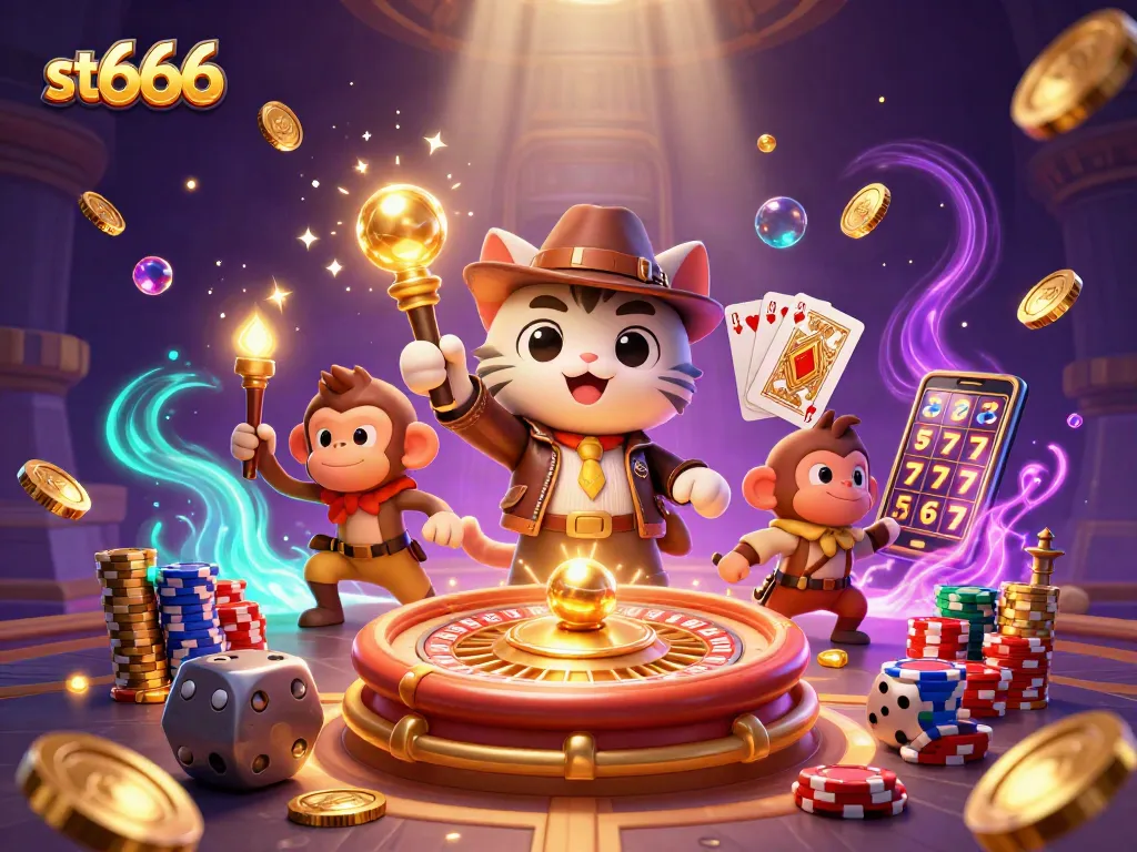 Experience thrilling st666 adventures with a unique casino artifact discovery in this vibrant illustration.