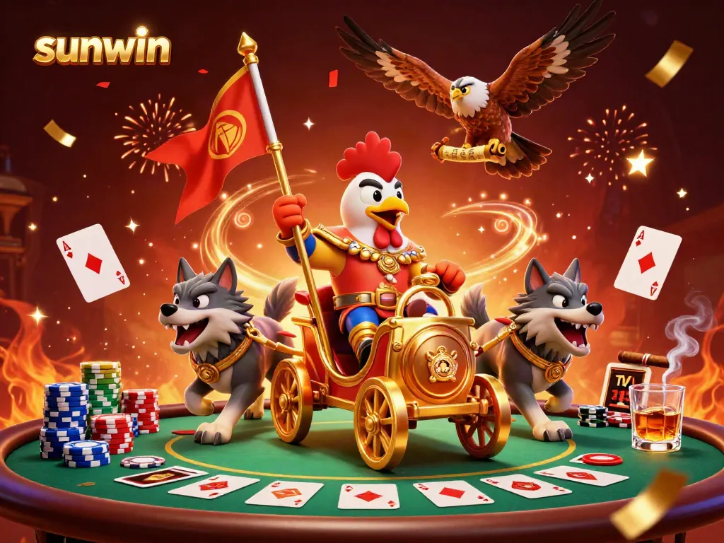 Betting with sunwin at an online casino featuring a rooster warlord and dynamic game elements.