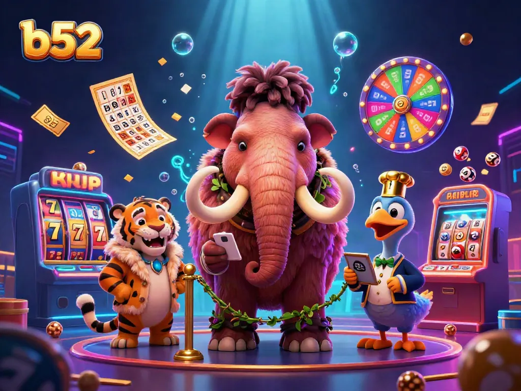 Experience the vibrant world of B52 casino with lively characters and dynamic gaming elements.