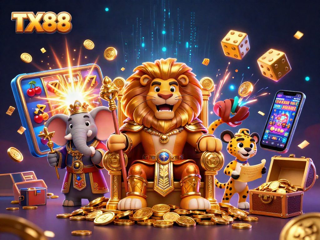 Experience exciting gameplay with TX88 featuring dynamic characters and slot machine action.