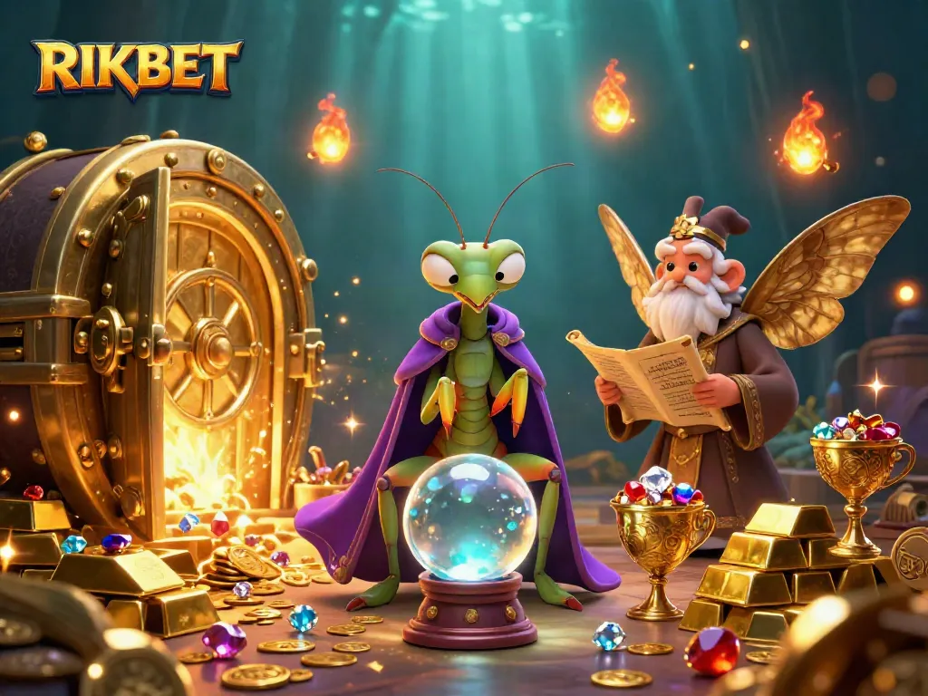 Experience thrilling wins with RIKBET in this enchanting casino adventure illustration.