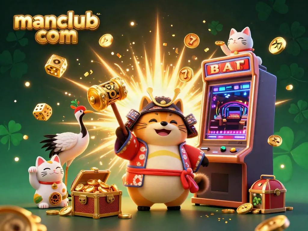 Experience thrilling wins at manclub com with vibrant casino games and lucky symbols in a festive celebration.