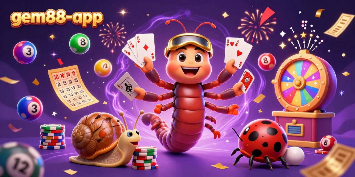 Experience winning with gem88-app, featuring lively characters in vibrant casino action.