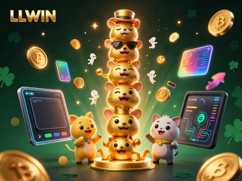 LLWIN provides a vibrant gaming atmosphere with sparkling elements and a golden totem pole, ideal for gamblers.