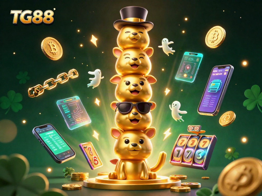 TG88 brings excitement to your gaming experience with vibrant slot reels and crypto-themed elements.