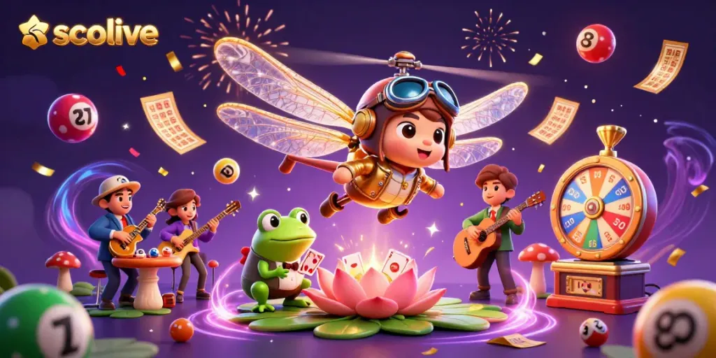 Socolive presents a vibrant illustration featuring engaging characters in a lively casino scene with a frog croupier.