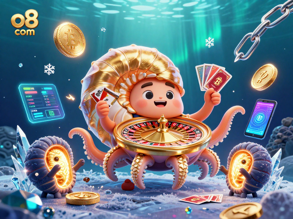 Win big at o8 com with a colorful 3D illustration featuring ancient nautilus as roulette.