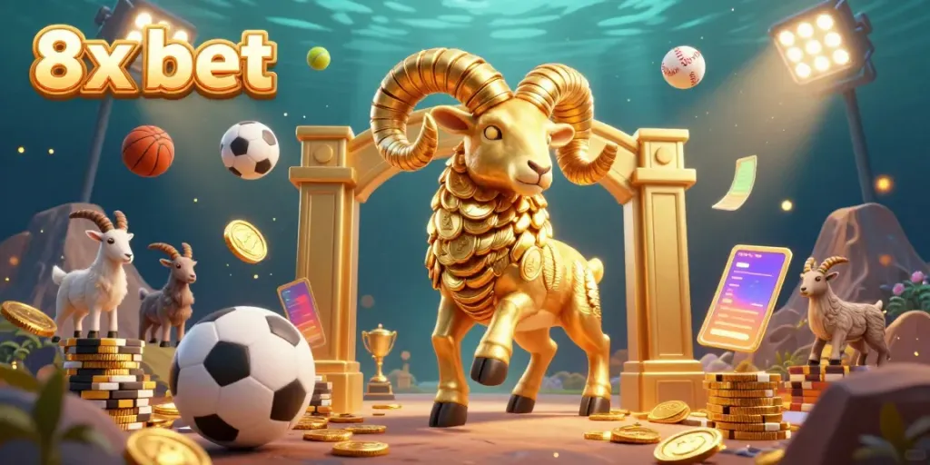 Engage in thrilling 8x bet action with a dynamic 3D illustration of sports betting excitement.