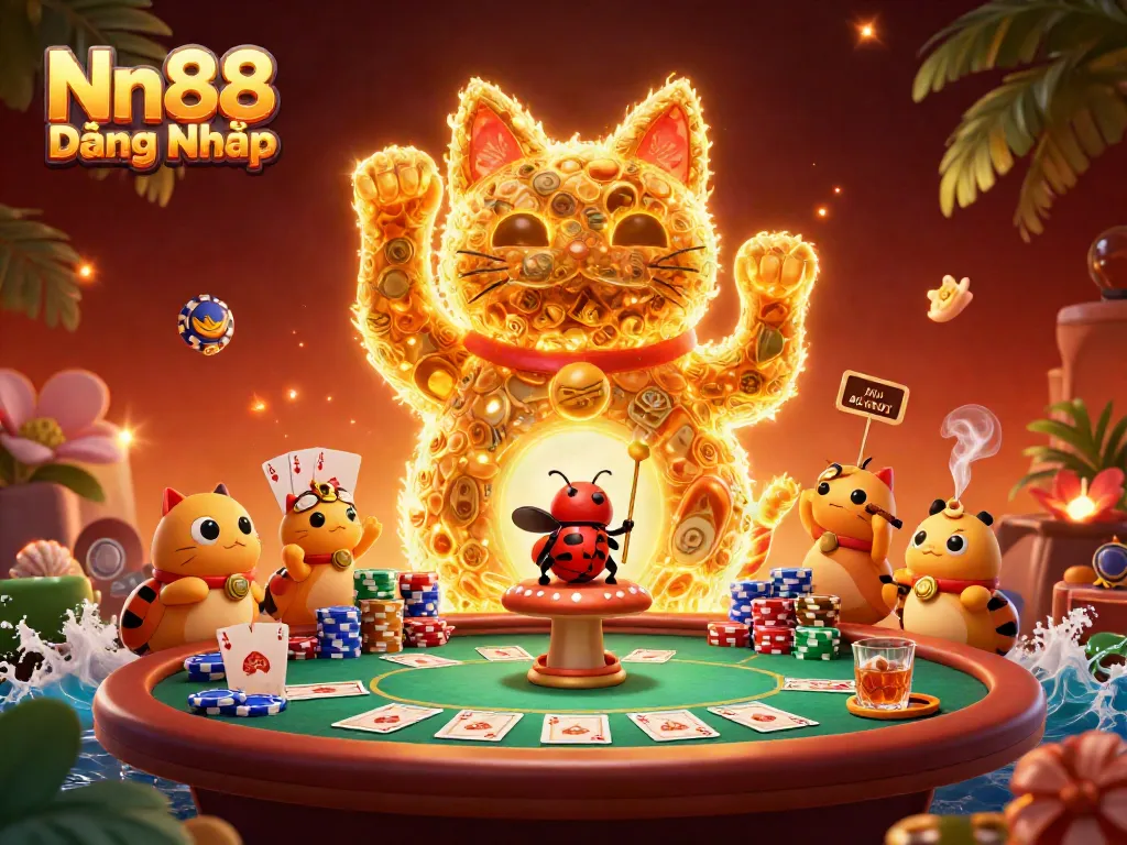 Experience the thrill of Nn88 Đăng Nhập with this engaging illustration showcasing a colorful casino scene.
