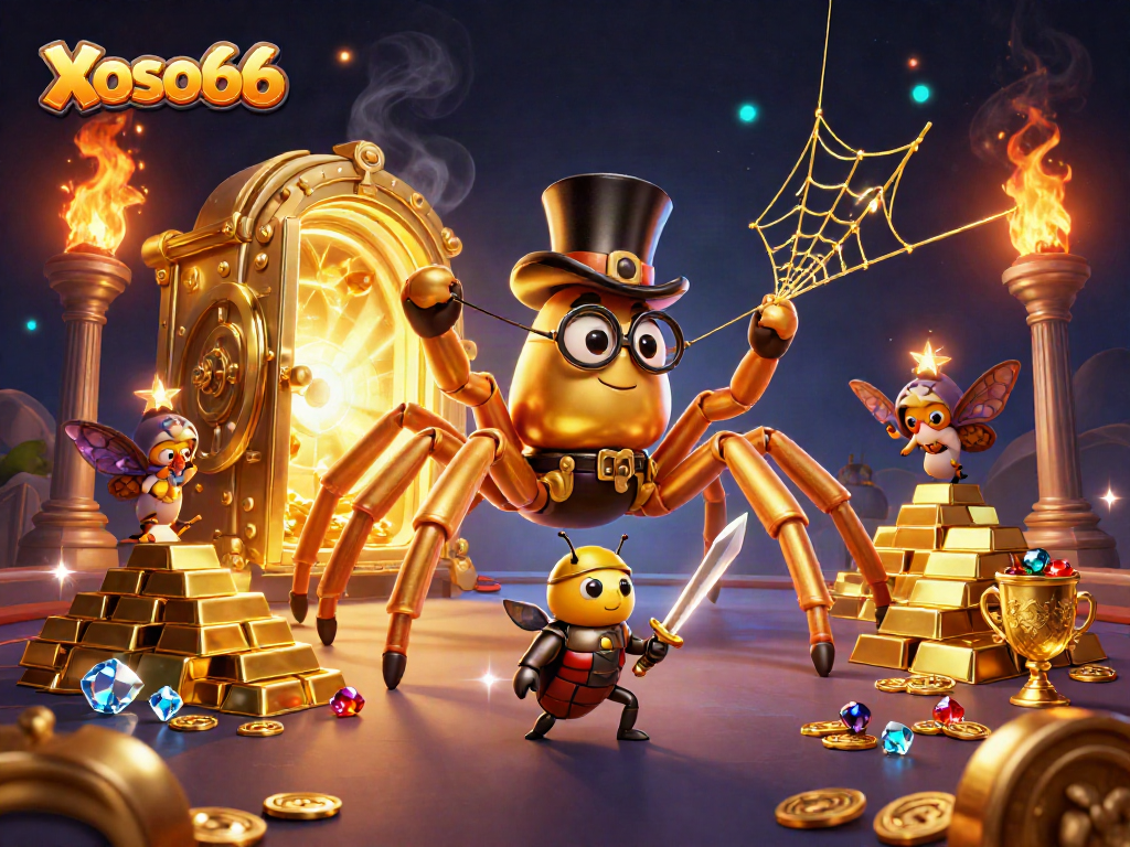 Xoso66 brings you an epic casino adventure with a golden tarantula, beetle knight, and treasure