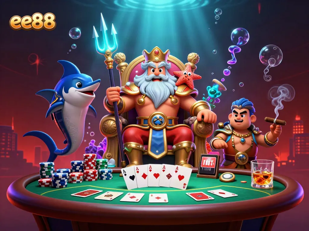 Experience the vibrant casino scene with Neptune and poker elements at ee88.