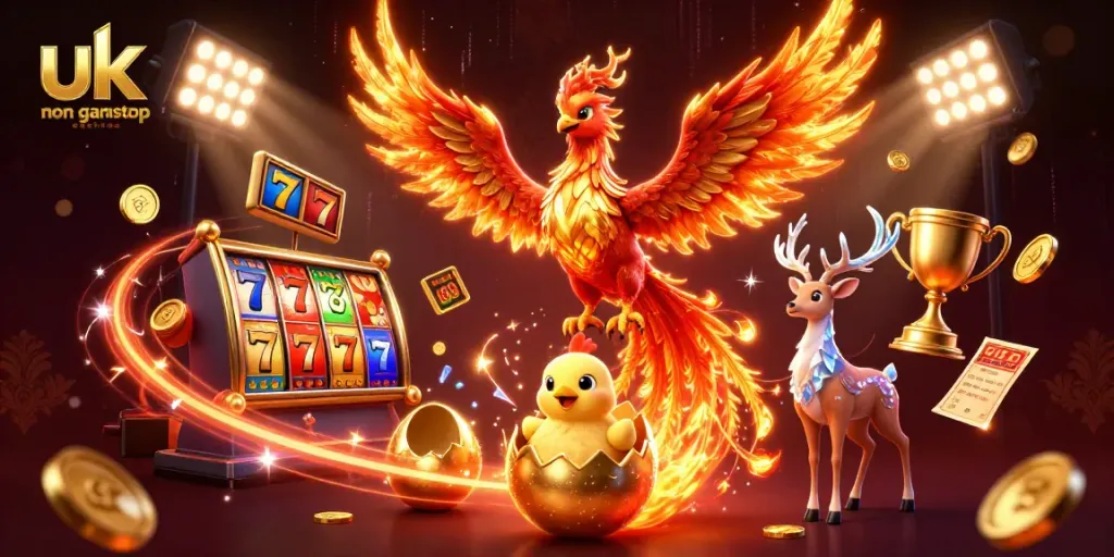 Engage with exciting gameplay at uk non gamstop casinos featuring vibrant phoenix characters and dynamic casino elements.
