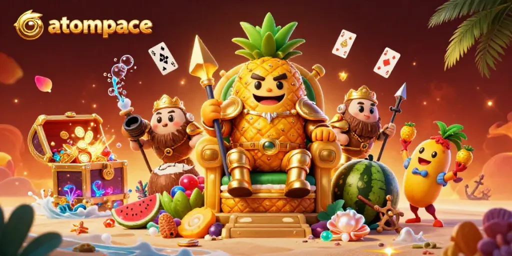 Experience the excitement of gambling in atompace with golden pineapple king and dynamic casino elements.