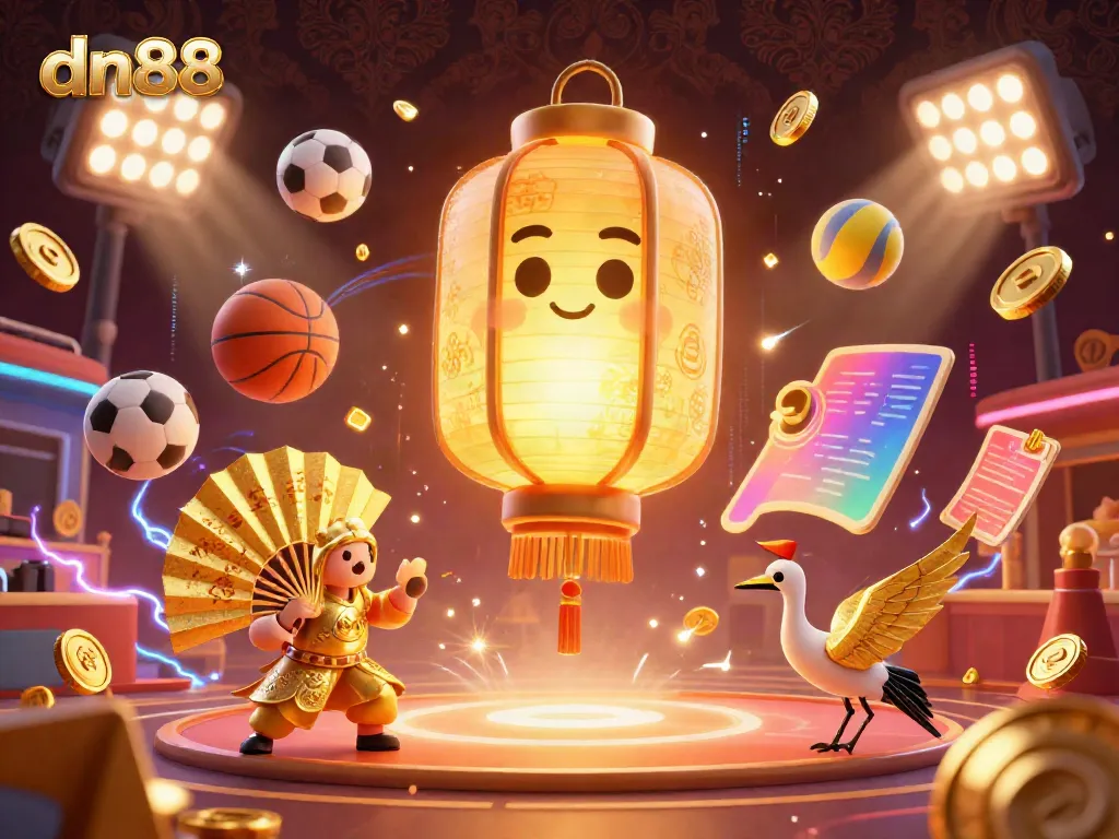 Bet on exciting games at dn88 casino, featuring dynamic scenes of vibrant characters and sports elements.