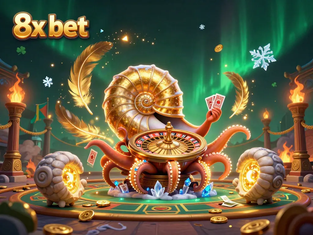 Experience thrilling moments at 8x bet with a vibrant casino scene featuring a giant nautilus.