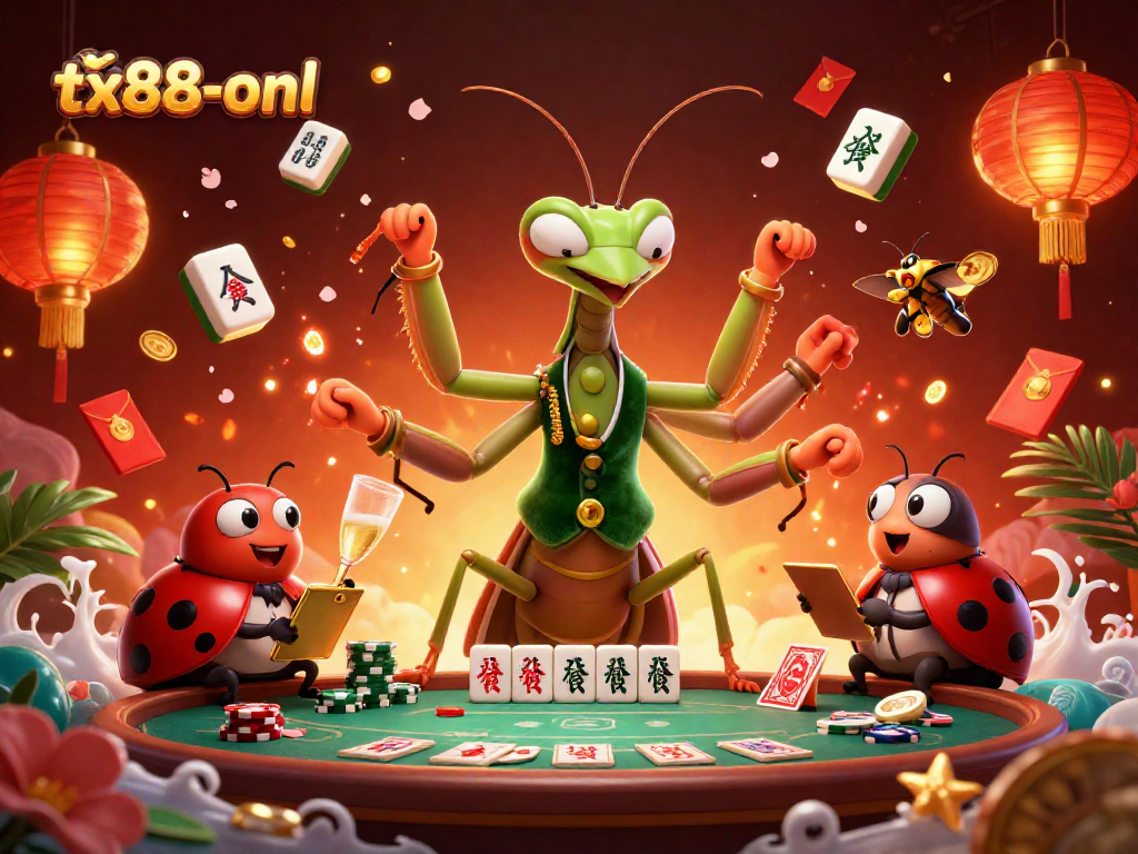 Engage in thrilling games at tx88-onl featuring a vibrant casino scene with playful characters.