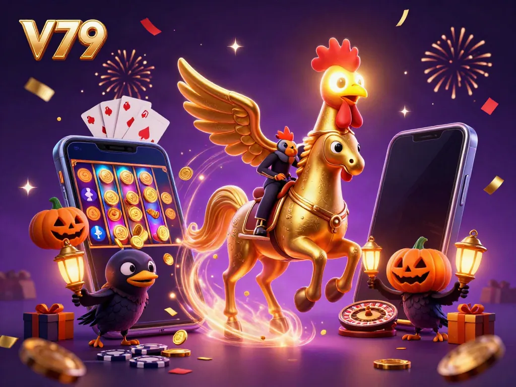 Experience thrilling gameplay with V79 in this vibrant casino scene filled with golden surprises.