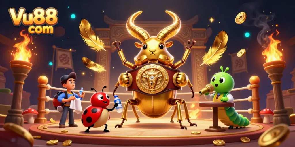 Experience thrilling gameplay at Vu88 com with vibrant characters in a dynamic 3D casino scene.