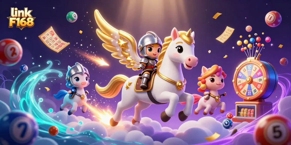 Experience excitement at link F168 with a vibrant casino-themed illustration full of fun elements.
