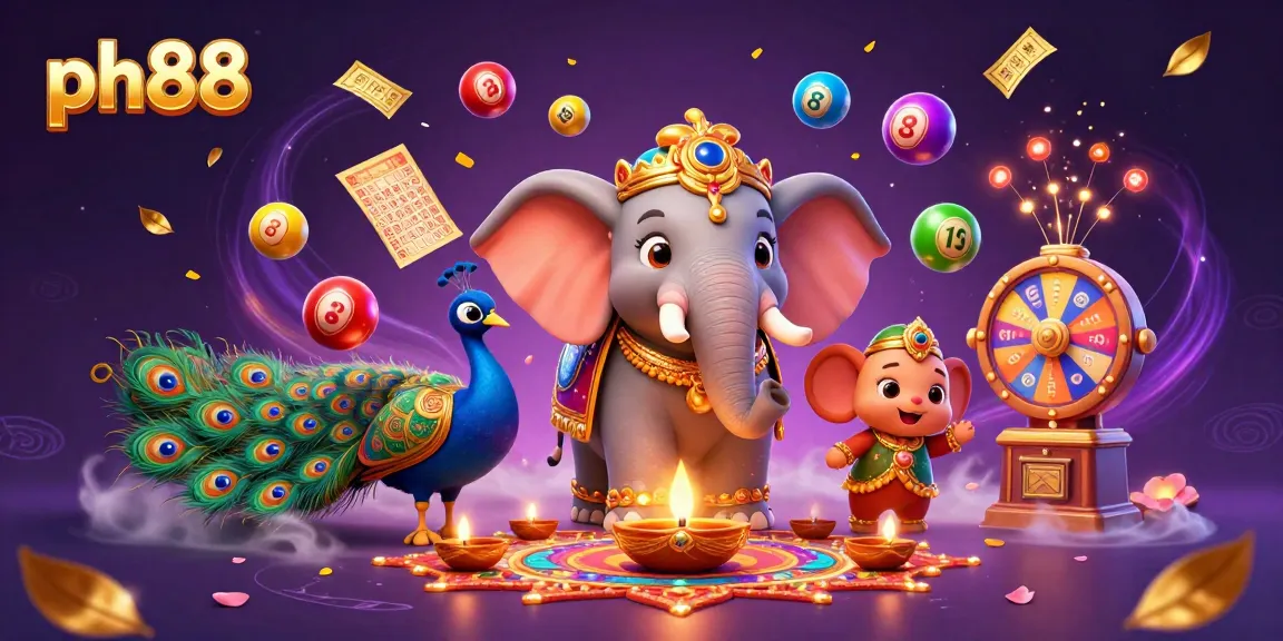 Experience ph88's vibrant gaming world with a colorful lottery scene, playing and winning.
