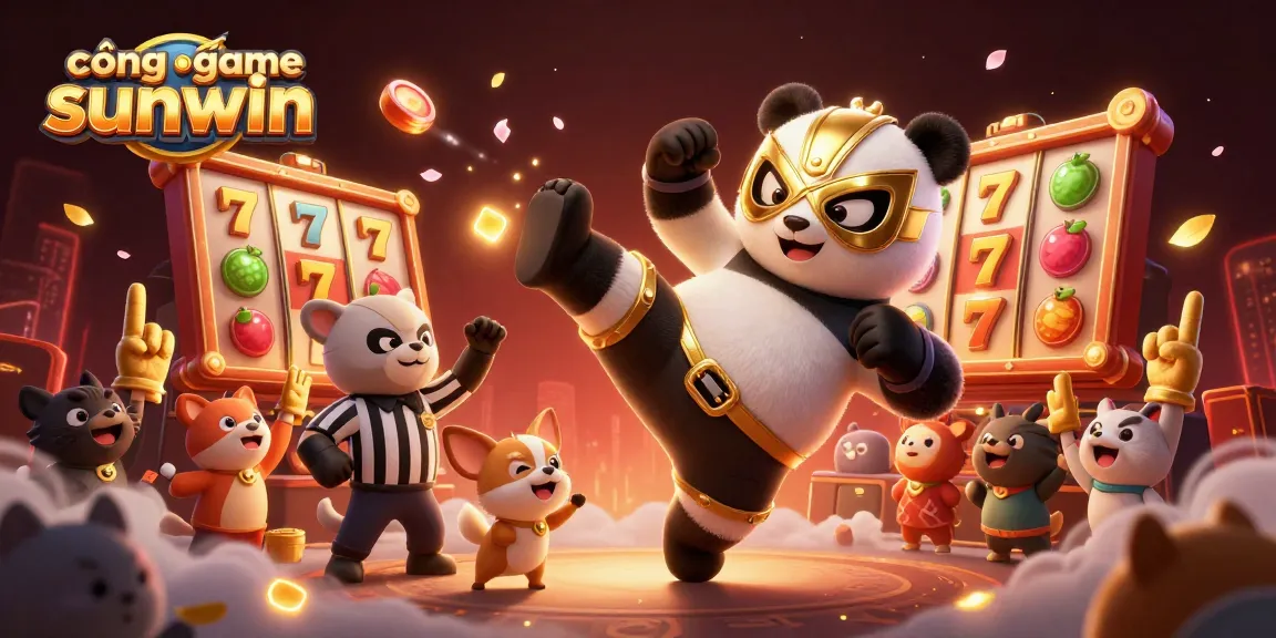 Engage with cổng game sunwin in a vibrant 3D casino scene featuring lively characters and dynamic gaming elements.