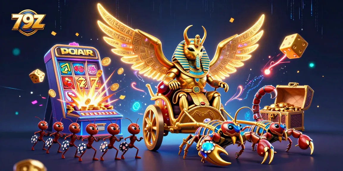 Experience thrilling adventure with 79Z as a colossal scarab beetle leads gambling excitement.